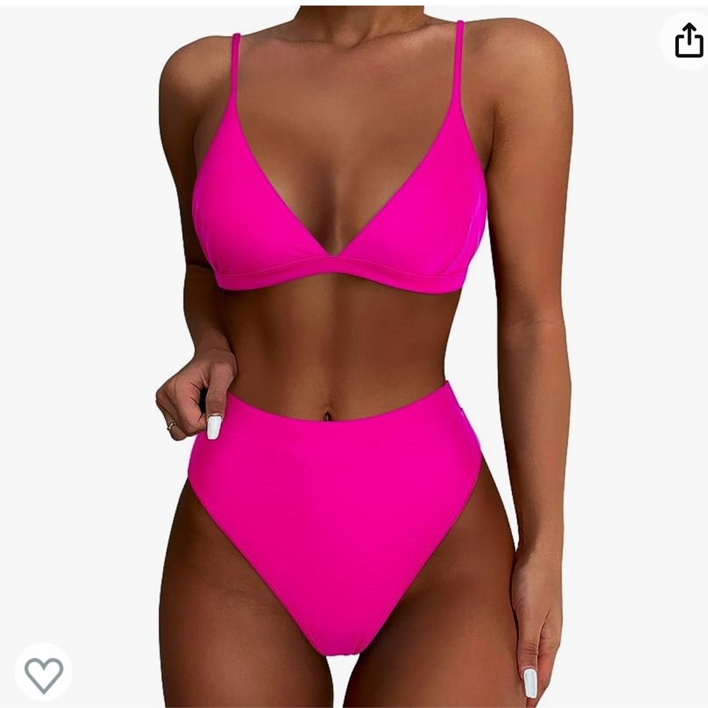 SUUKSESS HOT PINK HIGH WAISTED CHEEKY TRIANGLE BIKINI SIZE SMALL